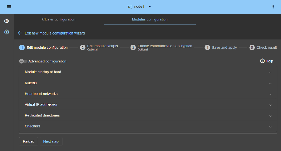 Enter the PostgreSQL module settings