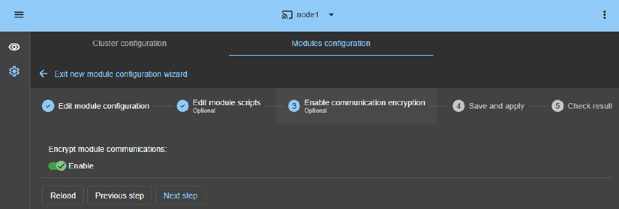 Communication encryption of the PostgreSQL module