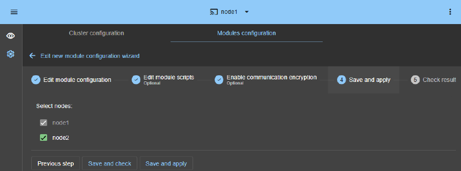 Save and apply the PostgreSQL module configuration