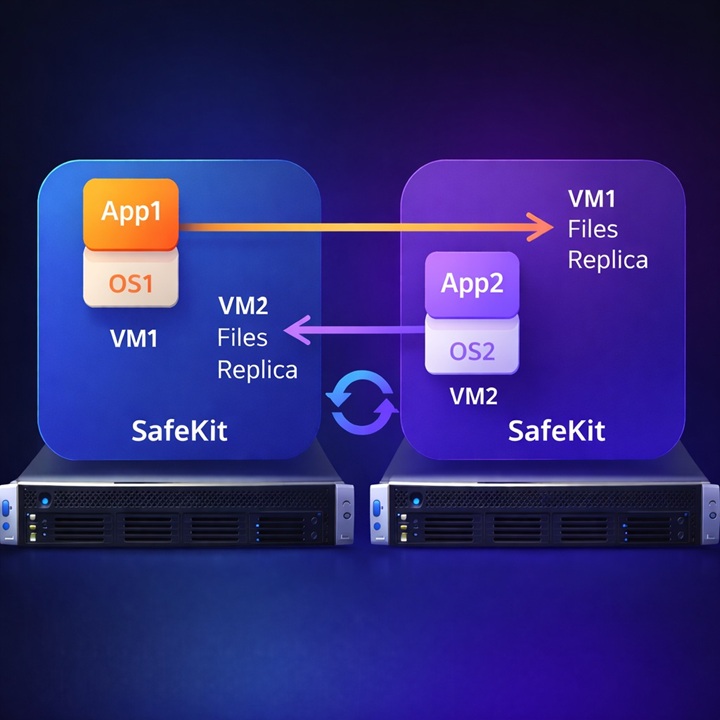 SafeKit HA Cluster for Hyper-V SafeKit High Availability Hyper-V Cluster Architecture