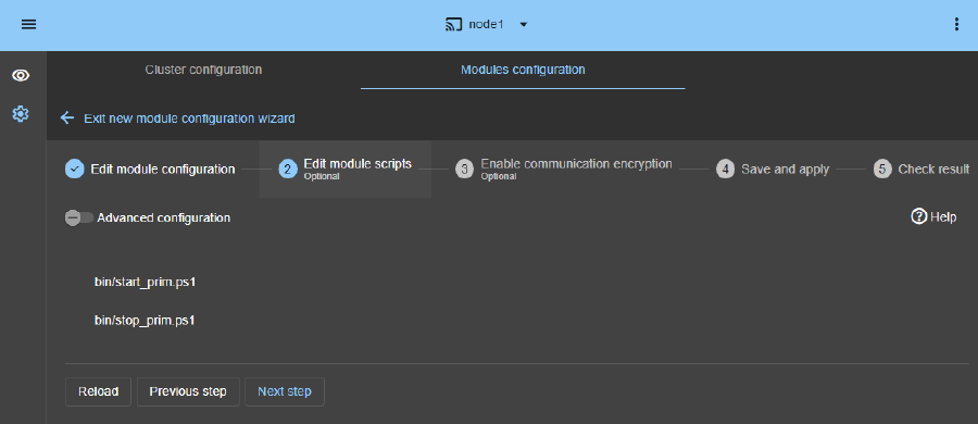 Enter the PostgreSQL module settings