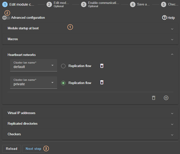 SafeKit web console image
Edit the module configuration using the module configuration wizard